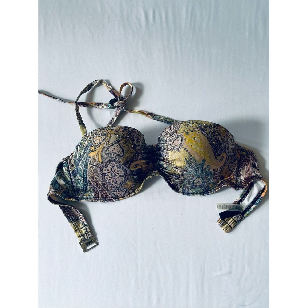 Victoria’s Secret Colorful Paisley Rhinestone Bikini Top Size 36D - Picture 5 of 7